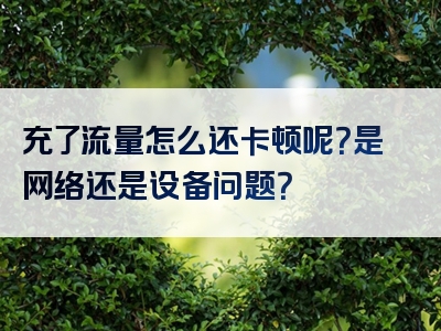 充了流量怎么还卡顿呢？是网络还是设备问题？