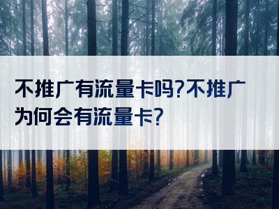 不推广有流量卡吗？不推广为何会有流量卡？