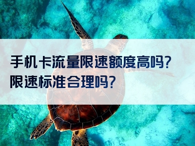 手机卡流量限速额度高吗？限速标准合理吗？