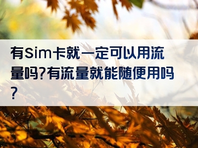 有sim卡就一定可以用流量吗？有流量就能随便用吗？
