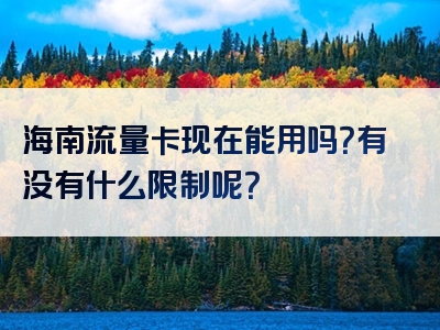 海南流量卡现在能用吗？有没有什么限制呢？