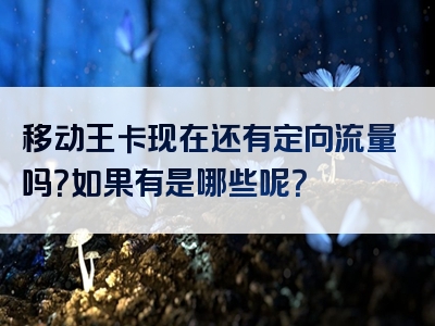 移动王卡现在还有定向流量吗？如果有是哪些呢？