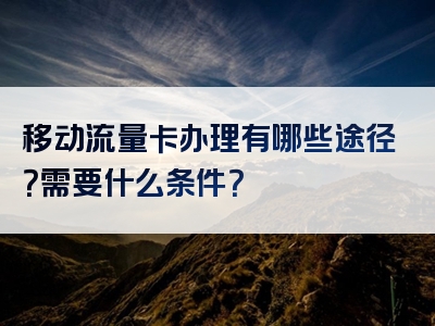 移动流量卡办理有哪些途径？需要什么条件？