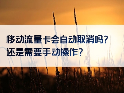 移动流量卡会自动取消吗？还是需要手动操作？