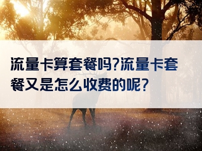 流量卡算套餐吗？流量卡套餐又是怎么收费的呢？