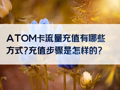 ATOM卡流量充值有哪些方式？充值步骤是怎样的？