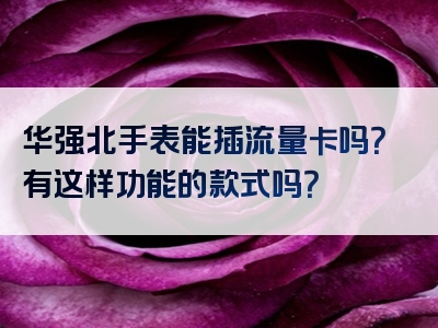 华强北手表能插流量卡吗？有这样功能的款式吗？
