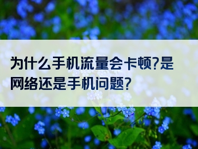 为什么手机流量会卡顿？是网络还是手机问题？