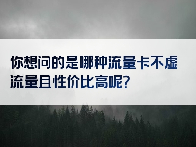你想问的是哪种流量卡不虚流量且性价比高呢？
