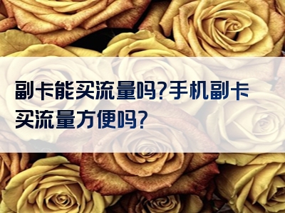 副卡能买流量吗？手机副卡买流量方便吗？