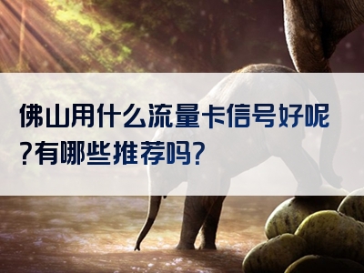佛山用什么流量卡信号好呢？有哪些推荐吗？