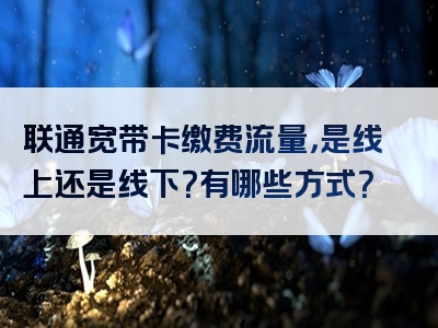 联通宽带卡缴费流量，是线上还是线下？有哪些方式？