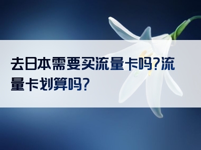去日本需要买流量卡吗？流量卡划算吗？