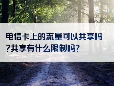 电信卡上的流量可以共享吗？共享有什么限制吗？