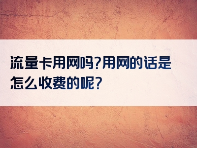 流量卡用网吗？用网的话是怎么收费的呢？