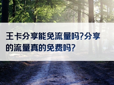王卡分享能免流量吗？分享的流量真的免费吗？