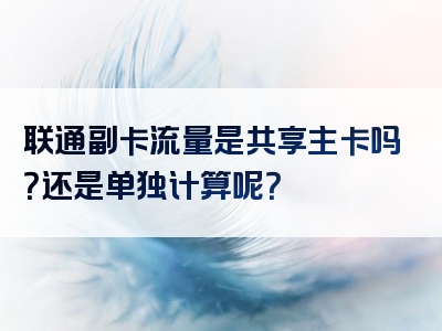 联通副卡流量是共享主卡吗？还是单独计算呢？