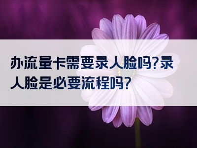 办流量卡需要录人脸吗？录人脸是必要流程吗？