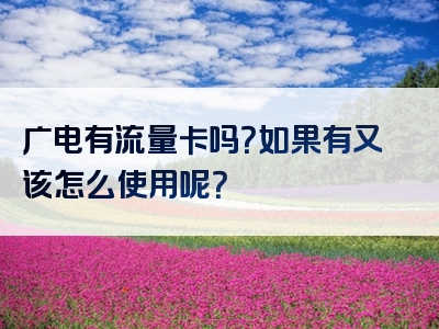 广电有流量卡吗？如果有又该怎么使用呢？