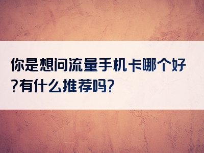 你是想问流量手机卡哪个好？有什么推荐吗？