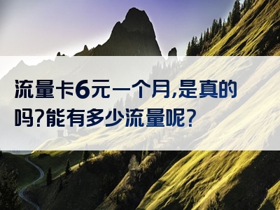 流量卡6元一个月，是真的吗？能有多少流量呢？