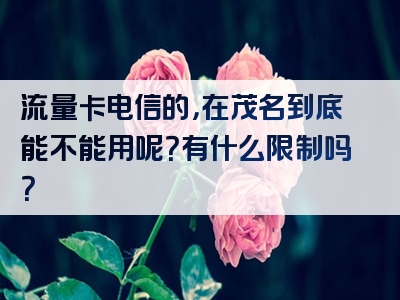 流量卡电信的，在茂名到底能不能用呢？有什么限制吗？