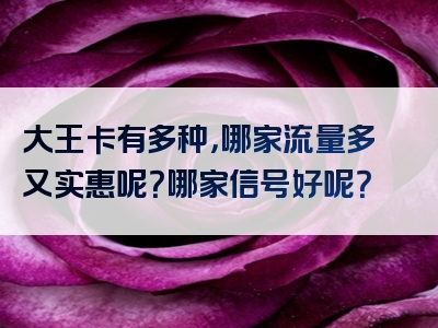 大王卡有多种，哪家流量多又实惠呢？哪家信号好呢？