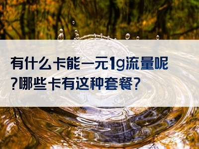 有什么卡能一元1g流量呢？哪些卡有这种套餐？