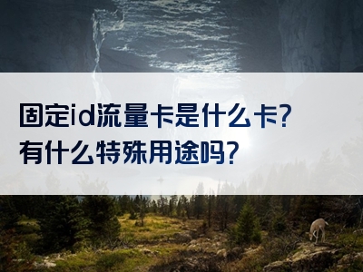 固定id流量卡是什么卡？有什么特殊用途吗？