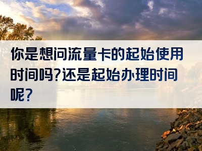 你是想问流量卡的起始使用时间吗？还是起始办理时间呢？