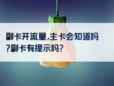 副卡开流量，主卡会知道吗？副卡有提示吗？