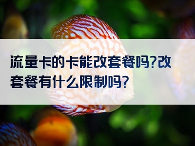 流量卡的卡能改套餐吗？改套餐有什么限制吗？