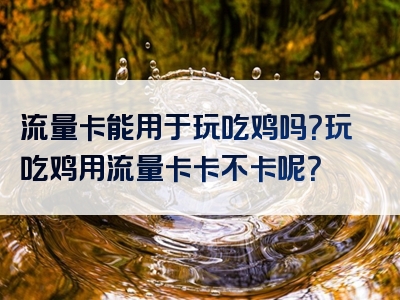 流量卡能用于玩吃鸡吗？玩吃鸡用流量卡卡不卡呢？