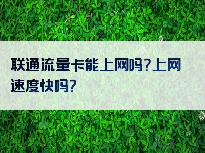 联通流量卡能上网吗？上网速度快吗？