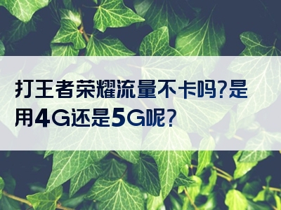 打王者荣耀流量不卡吗？是用4G还是5G呢？