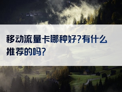 移动流量卡哪种好？有什么推荐的吗？