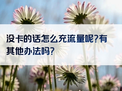 没卡的话怎么充流量呢？有其他办法吗？