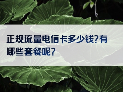 正规流量电信卡多少钱？有哪些套餐呢？