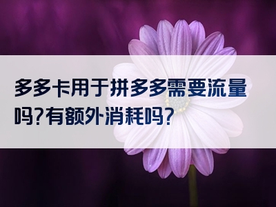 多多卡用于拼多多需要流量吗？有额外消耗吗？