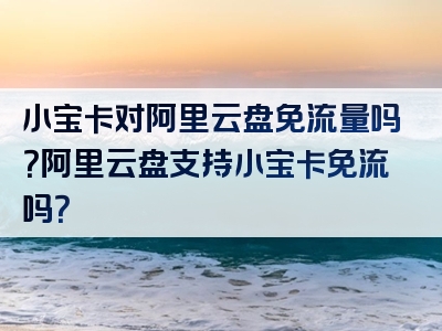 小宝卡对阿里云盘免流量吗？阿里云盘支持小宝卡免流吗？