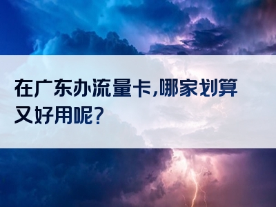 在广东办流量卡，哪家划算又好用呢？