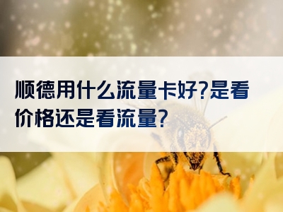 顺德用什么流量卡好？是看价格还是看流量？