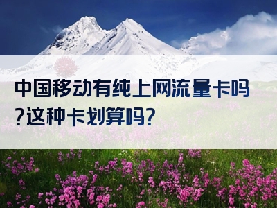 中国移动有纯上网流量卡吗？这种卡划算吗？