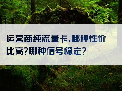 运营商纯流量卡，哪种性价比高？哪种信号稳定？