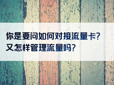 你是要问如何对接流量卡？又怎样管理流量吗？