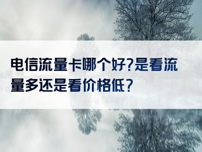电信流量卡哪个好？是看流量多还是看价格低？