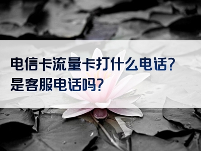 电信卡流量卡打什么电话？是客服电话吗？