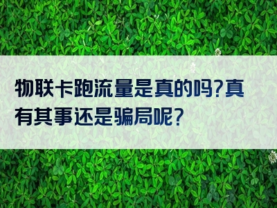 物联卡跑流量是真的吗？真有其事还是骗局呢？