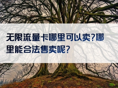 无限流量卡哪里可以卖？哪里能合法售卖呢？