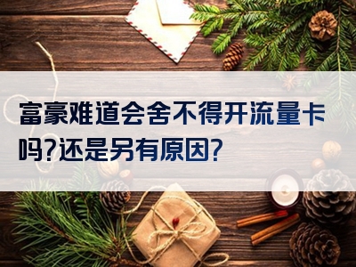 富豪难道会舍不得开流量卡吗？还是另有原因？